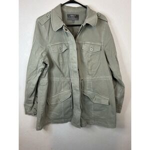 Torrid Military Utility Jacket 1 1X Olive Green Lace Up Back Anorak Cargo Coat